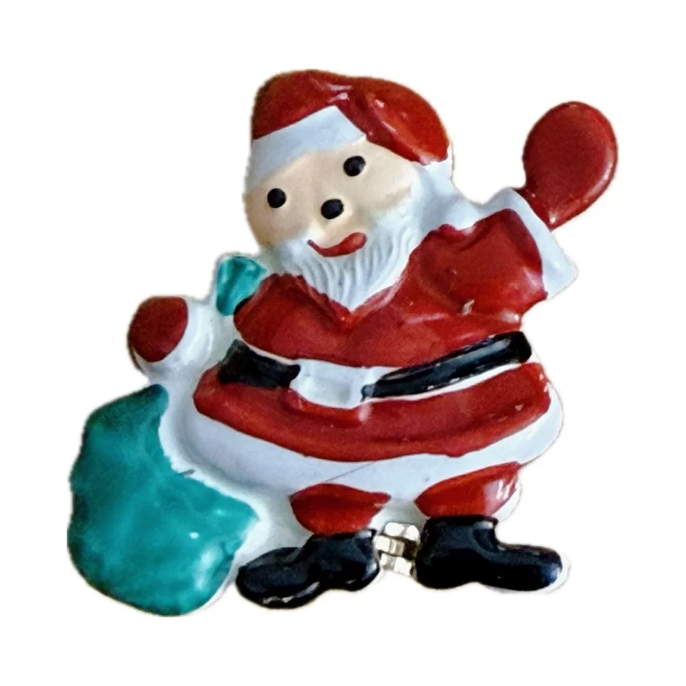 Santa Claus Brooch with Gift‎ Bag